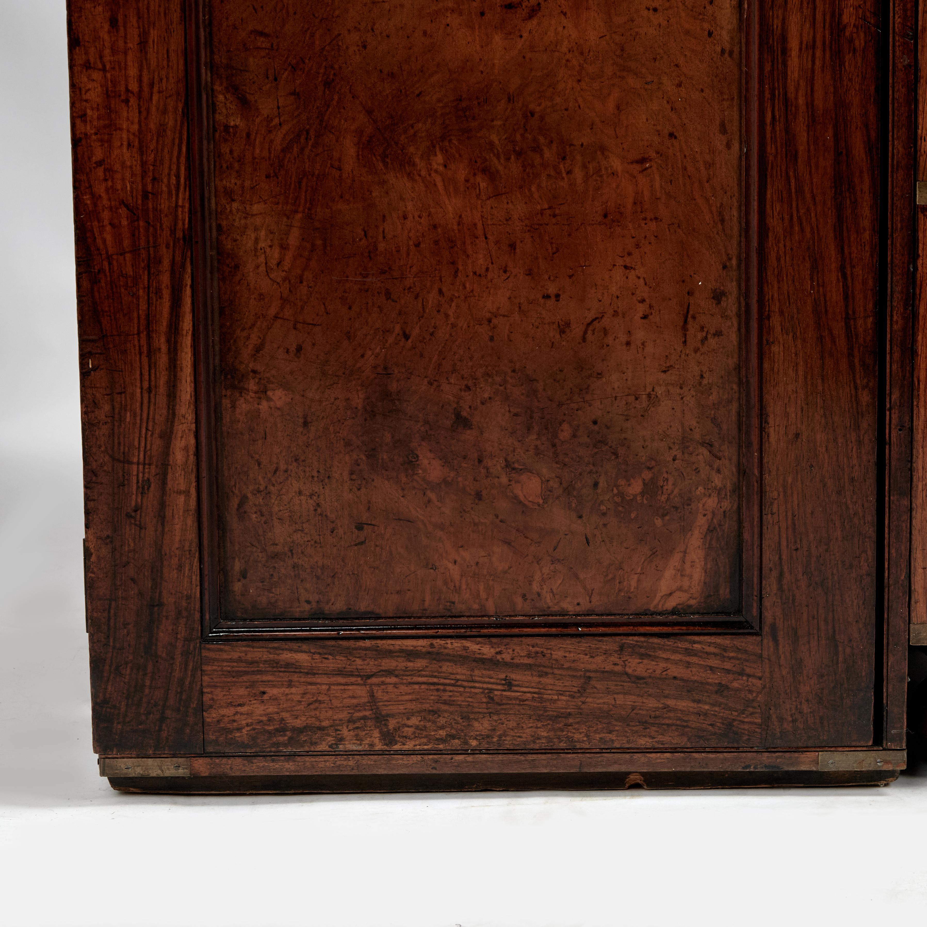 Antique English Campaign Chest with Cabinets For Sale 4
