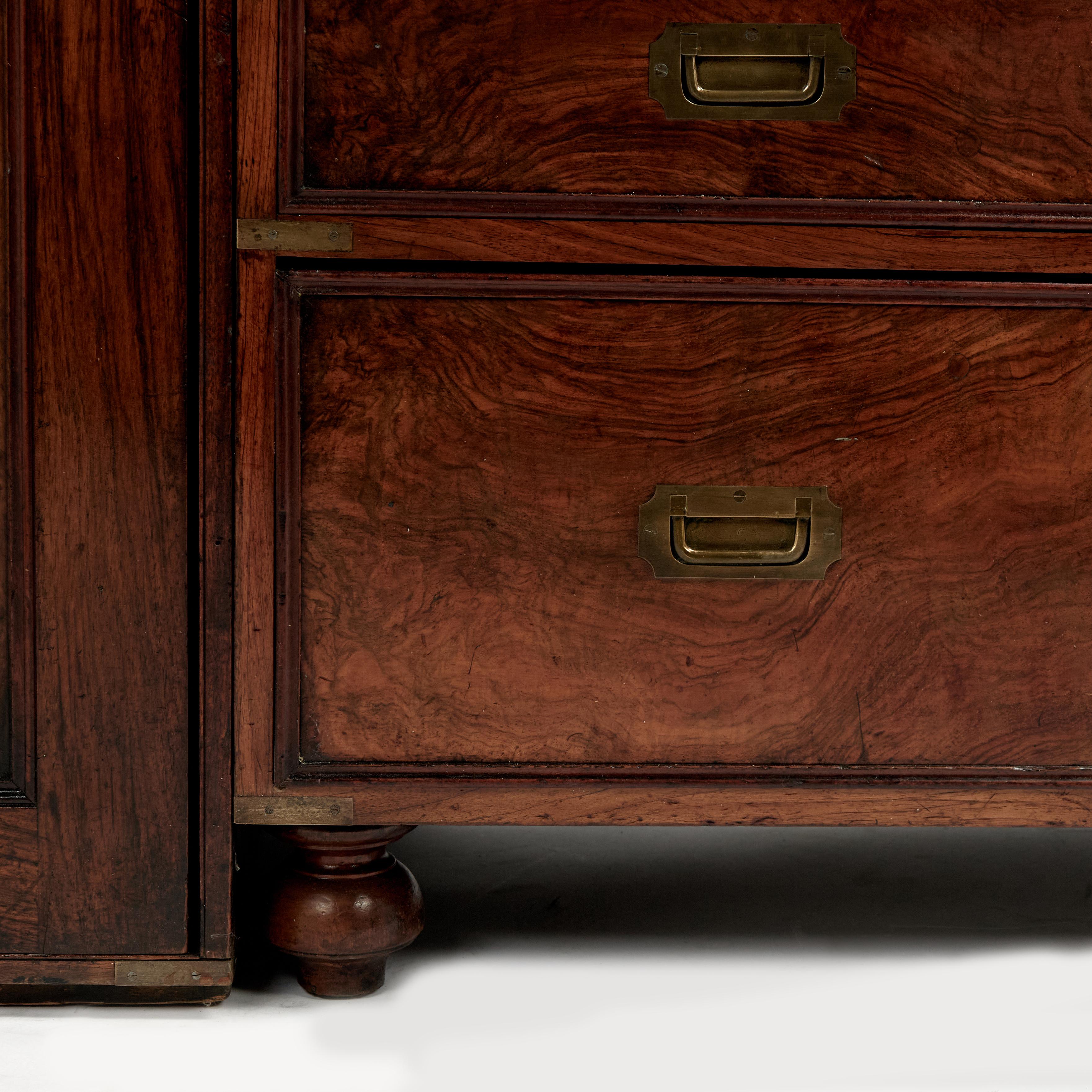 Antique English Campaign Chest with Cabinets For Sale 5
