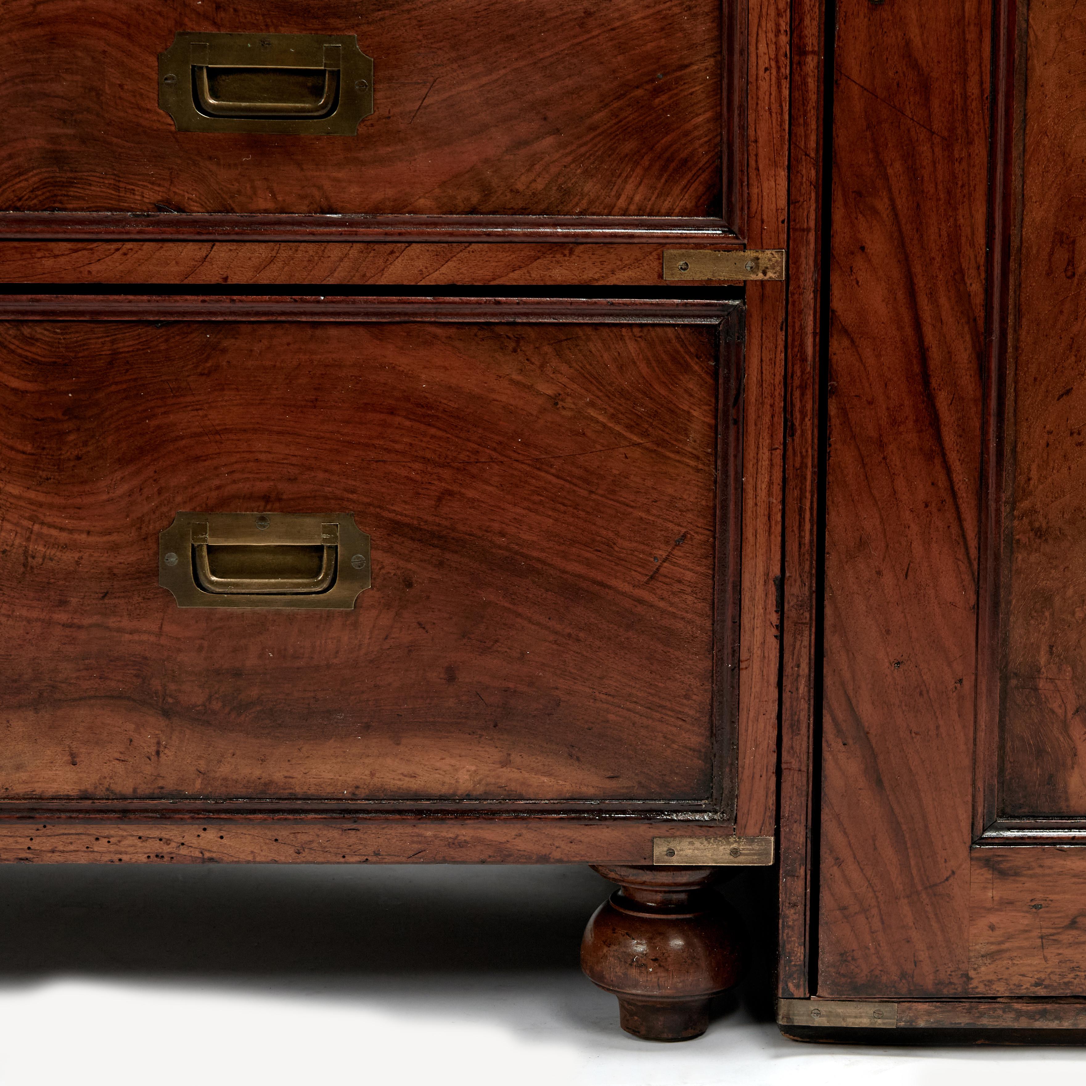 Antique English Campaign Chest with Cabinets For Sale 6