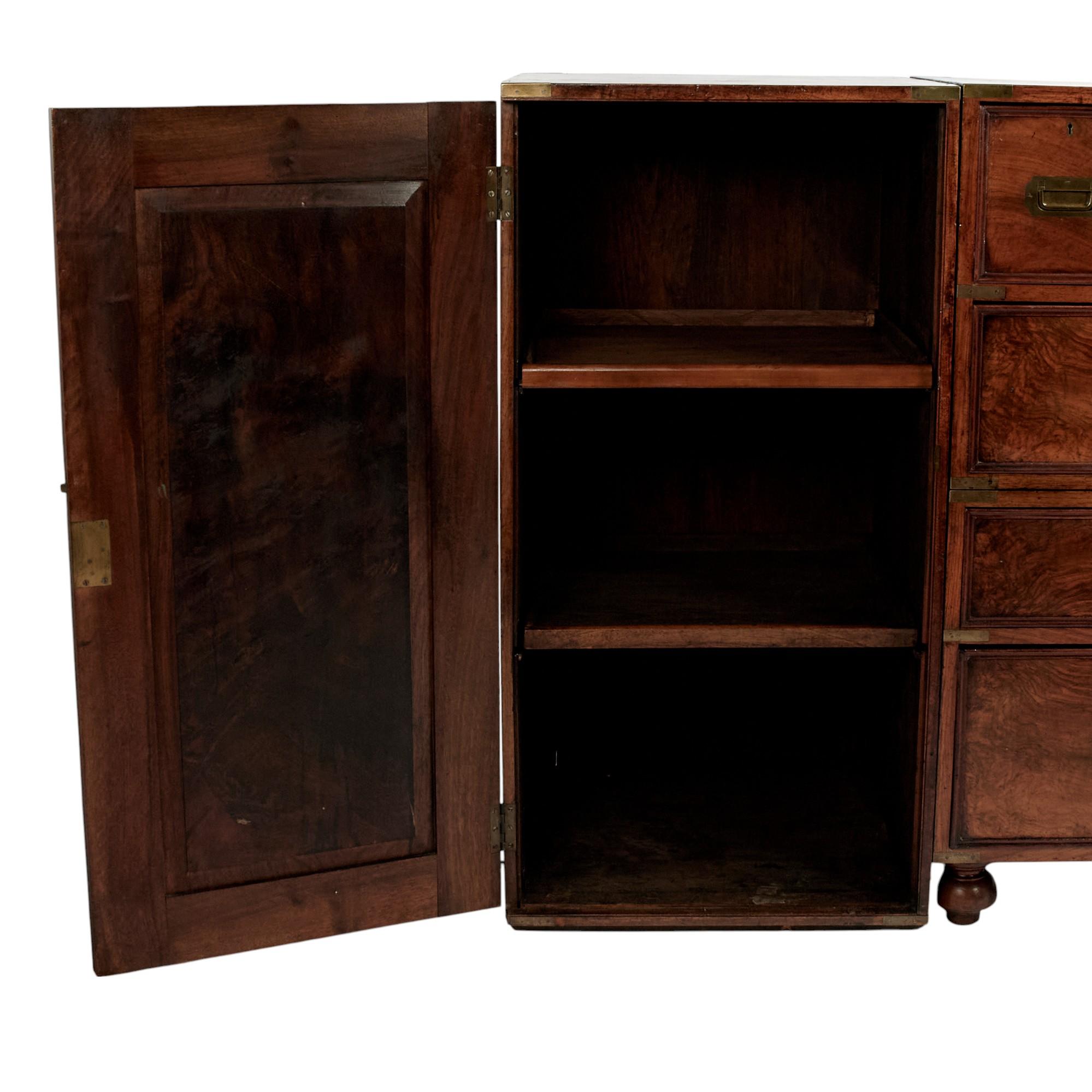 Antique English Campaign Chest with Cabinets For Sale 8