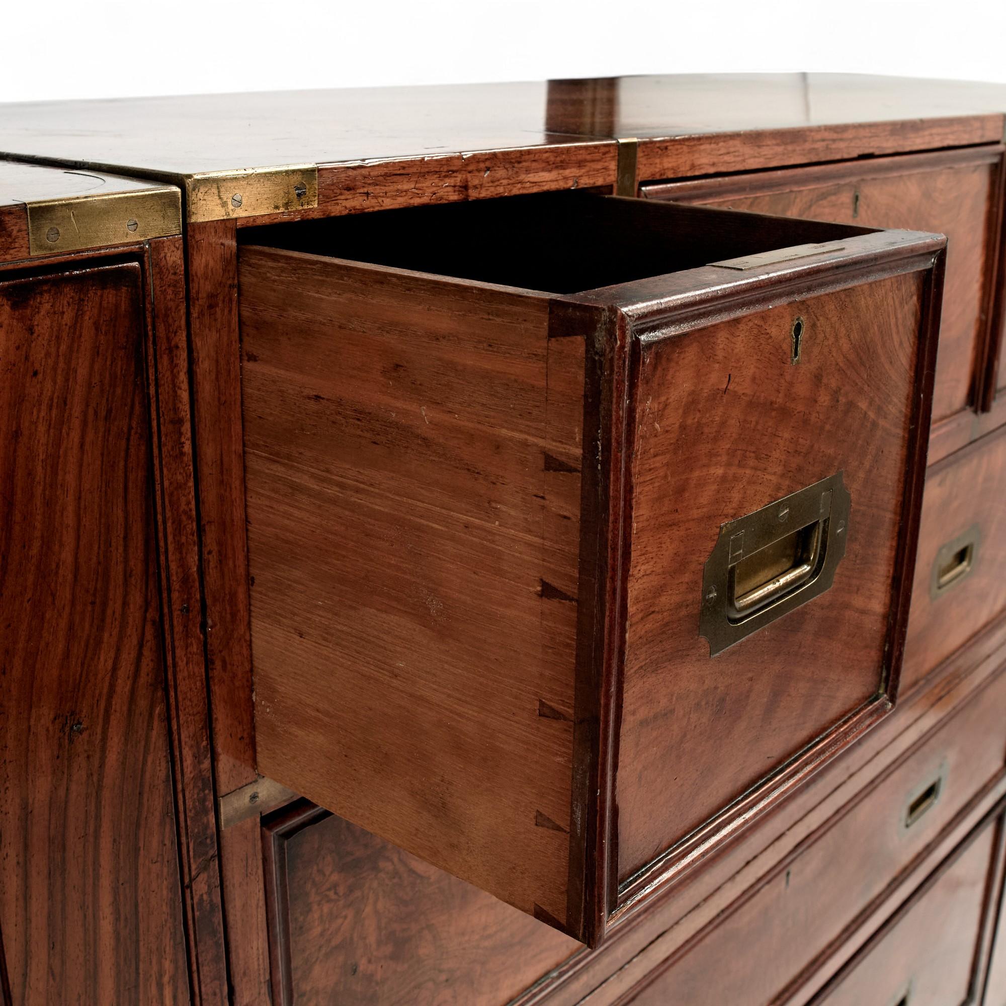 Antique English Campaign Chest with Cabinets For Sale 9
