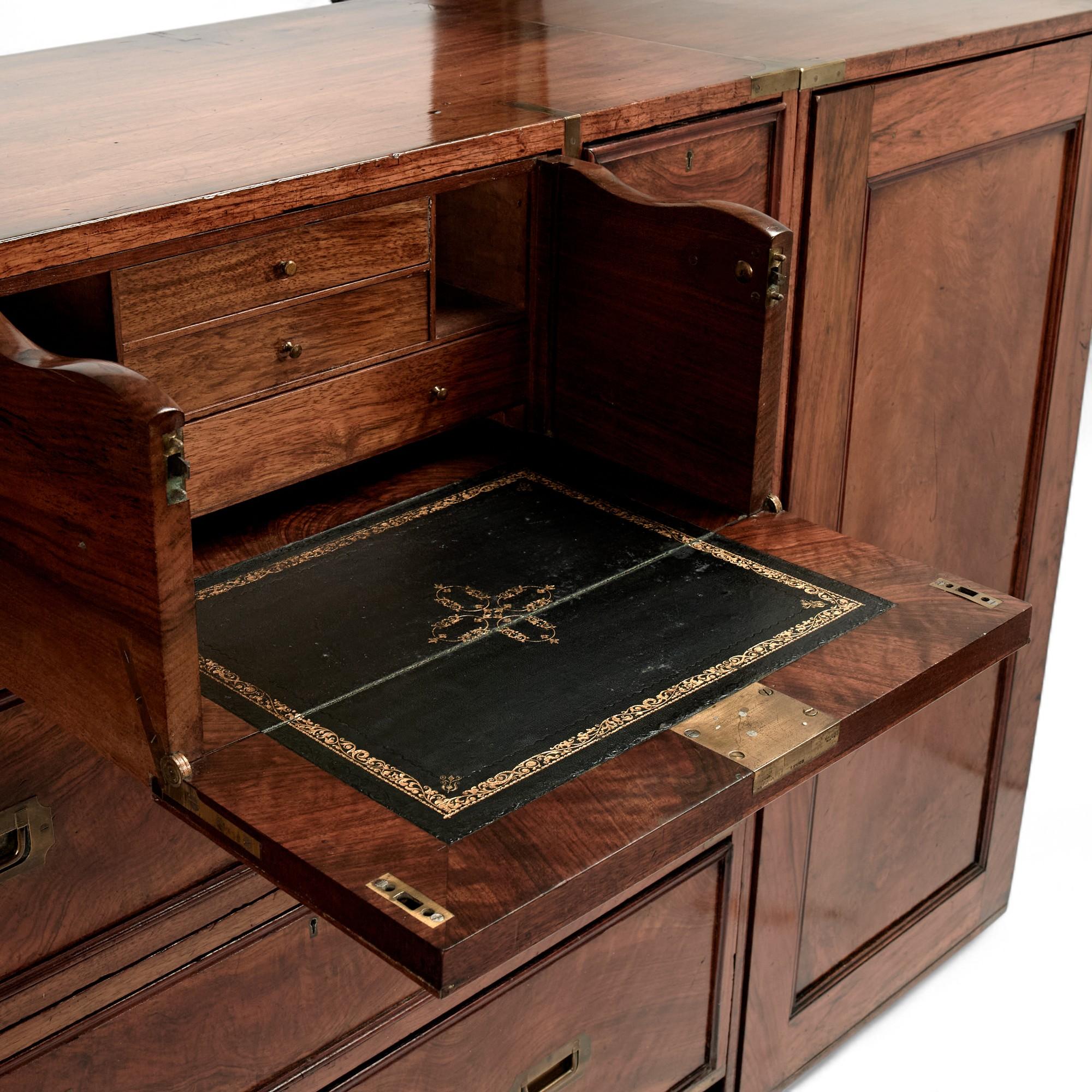 Antique English Campaign Chest with Cabinets For Sale 10