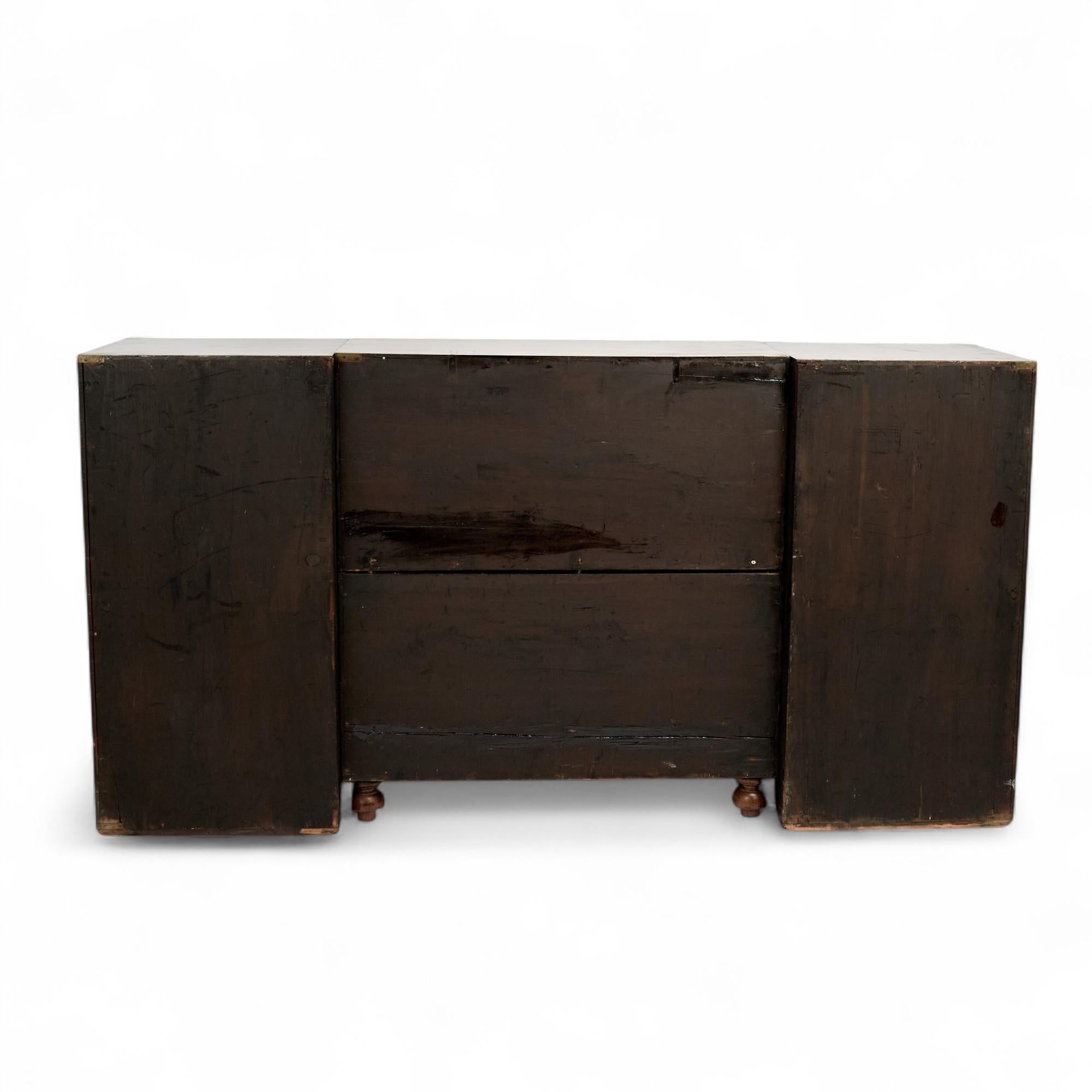 Antique English Campaign Chest with Cabinets For Sale 12