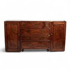 Antique English Campaign Chest with Cabinets