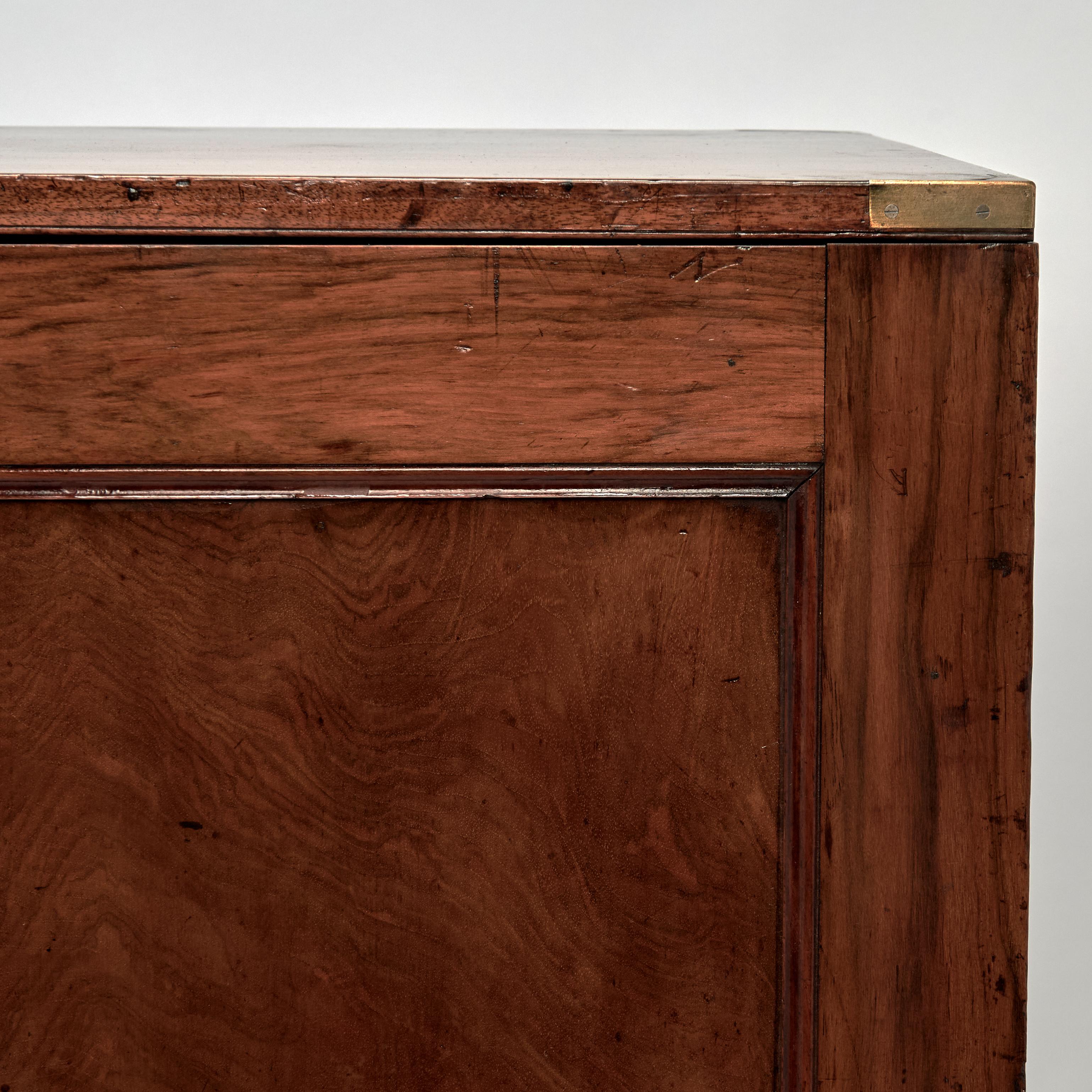 Brass Antique English Campaign Chest with Cabinets For Sale