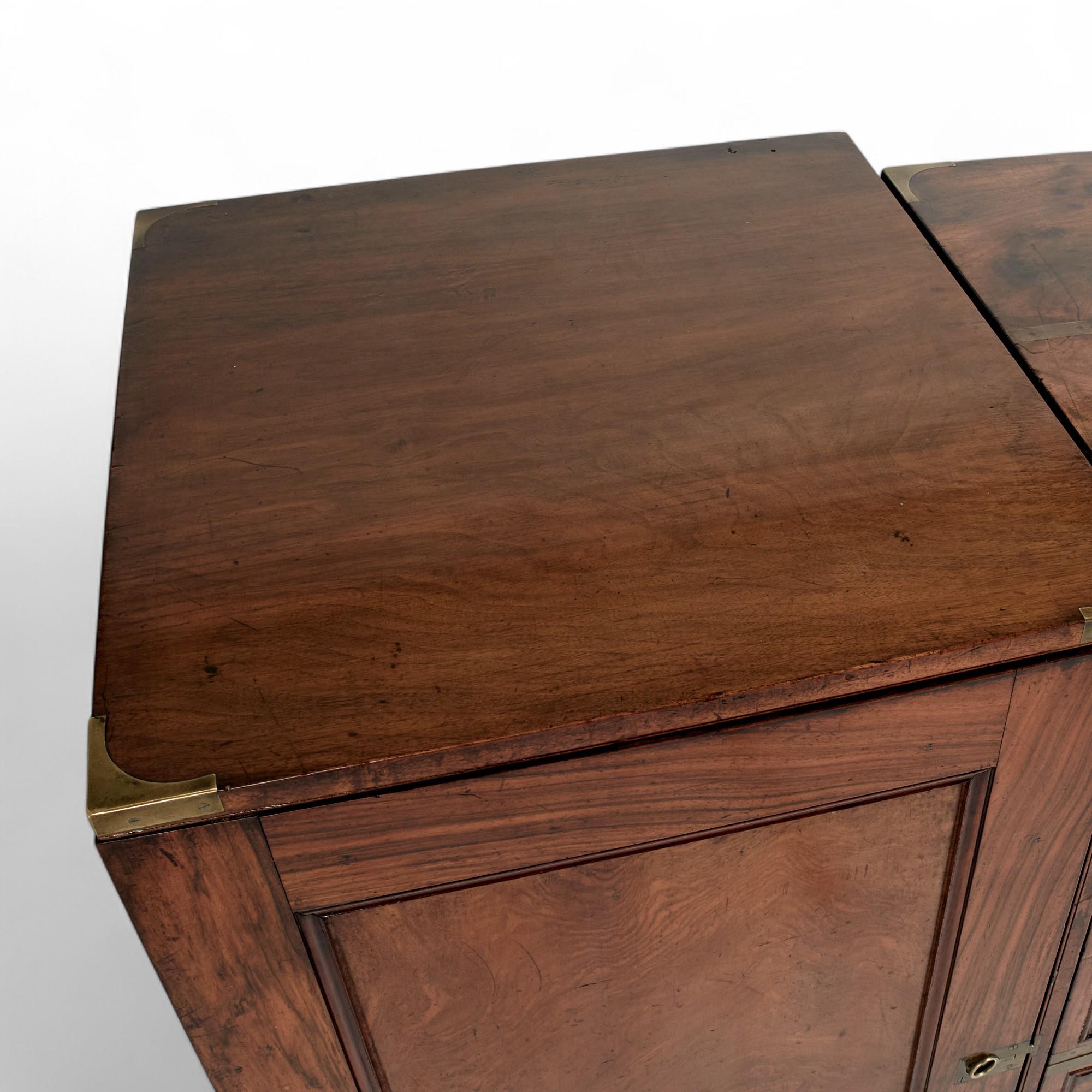 Antique English Campaign Chest with Cabinets For Sale 1