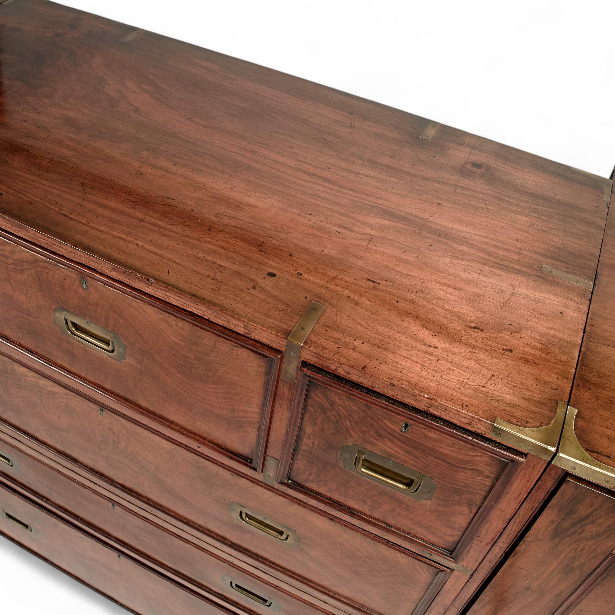 Antique English Campaign Chest with Cabinets For Sale 2