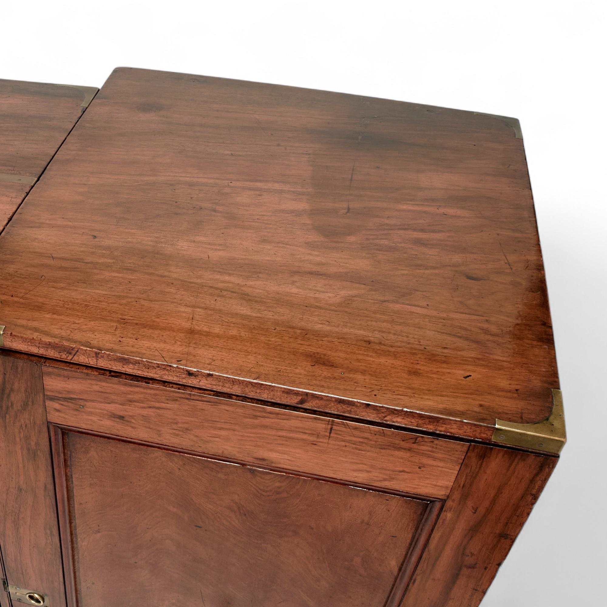 Antique English Campaign Chest with Cabinets For Sale 3