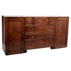 Antique English Campaign Chest with Cabinets