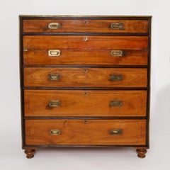 Antique English Campaign Chest with Pullout Desk