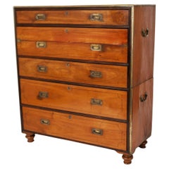 Antique English Campaign Chest with Pullout Desk