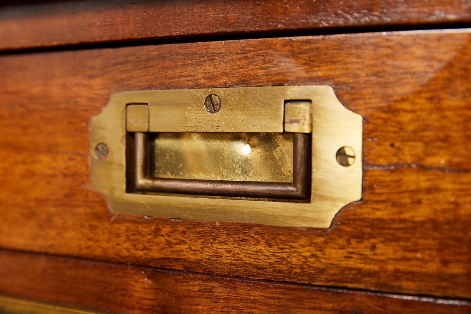 Antique English Campaign Desk of Mahogany and Brass 1