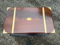 Antique English Campaign Travel Lap Desk on Custom Stand
