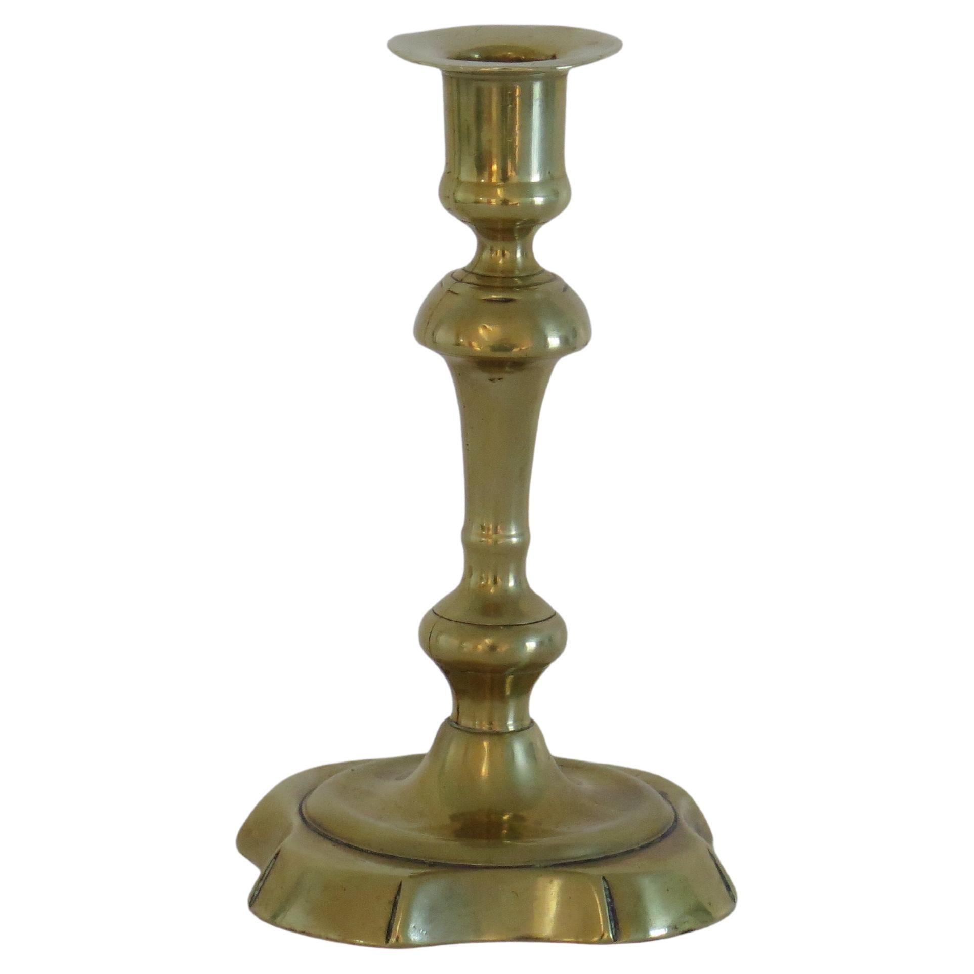 Antique English Candlestick Solid Brass heavy, George II Circa 1735 For Sale