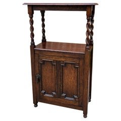 Antique English Canterbury Table Magazine Rack Bookcase Jacobean Barley Twist