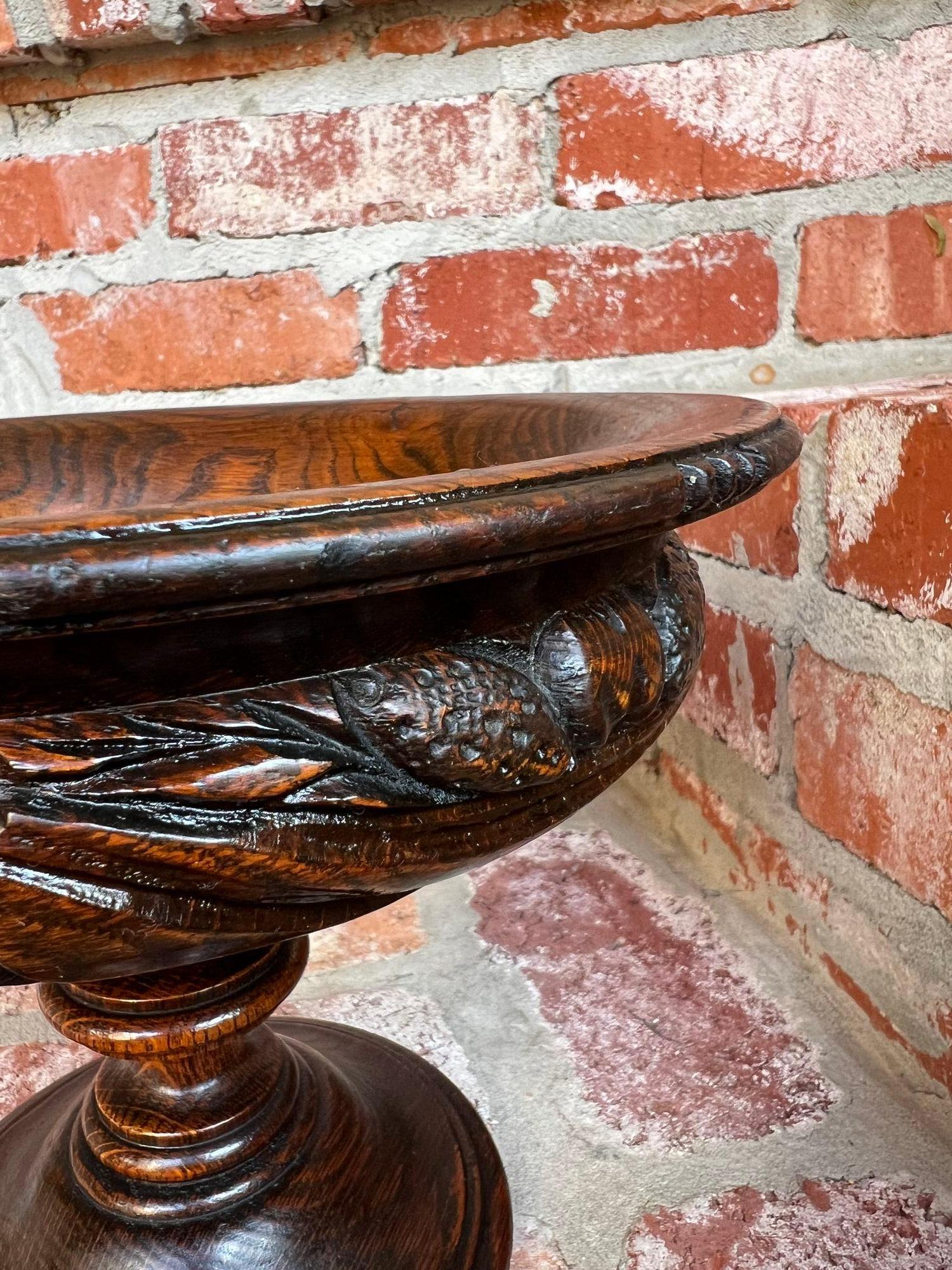 Antike englische geschnitzte dunkle Eiche Compote Pedestal Bowl Floral Dessert Stand im Angebot 12