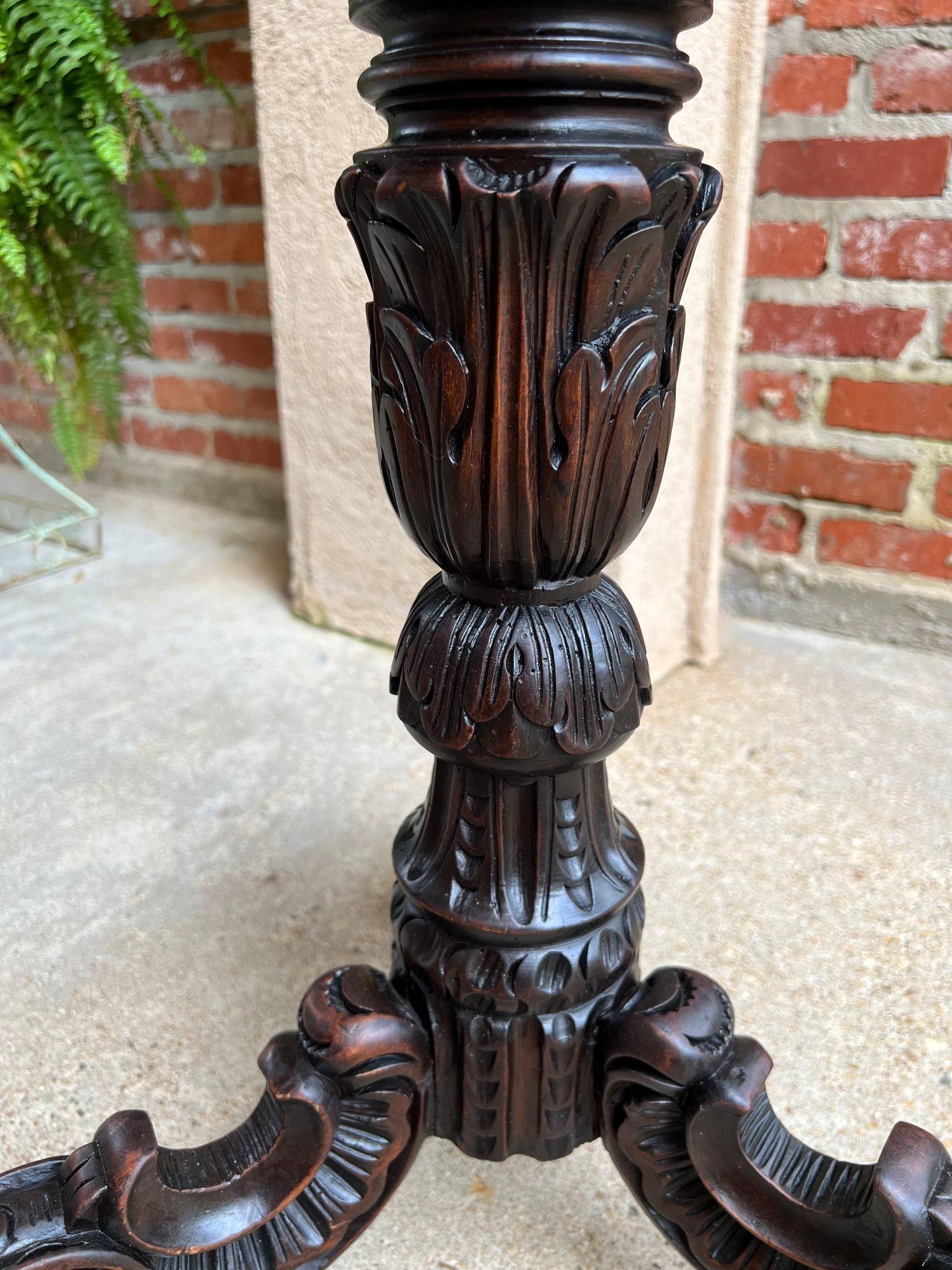 Wood Antique English Carved Display Pedestal Stand Jardiniere Plant Bronze Table For Sale