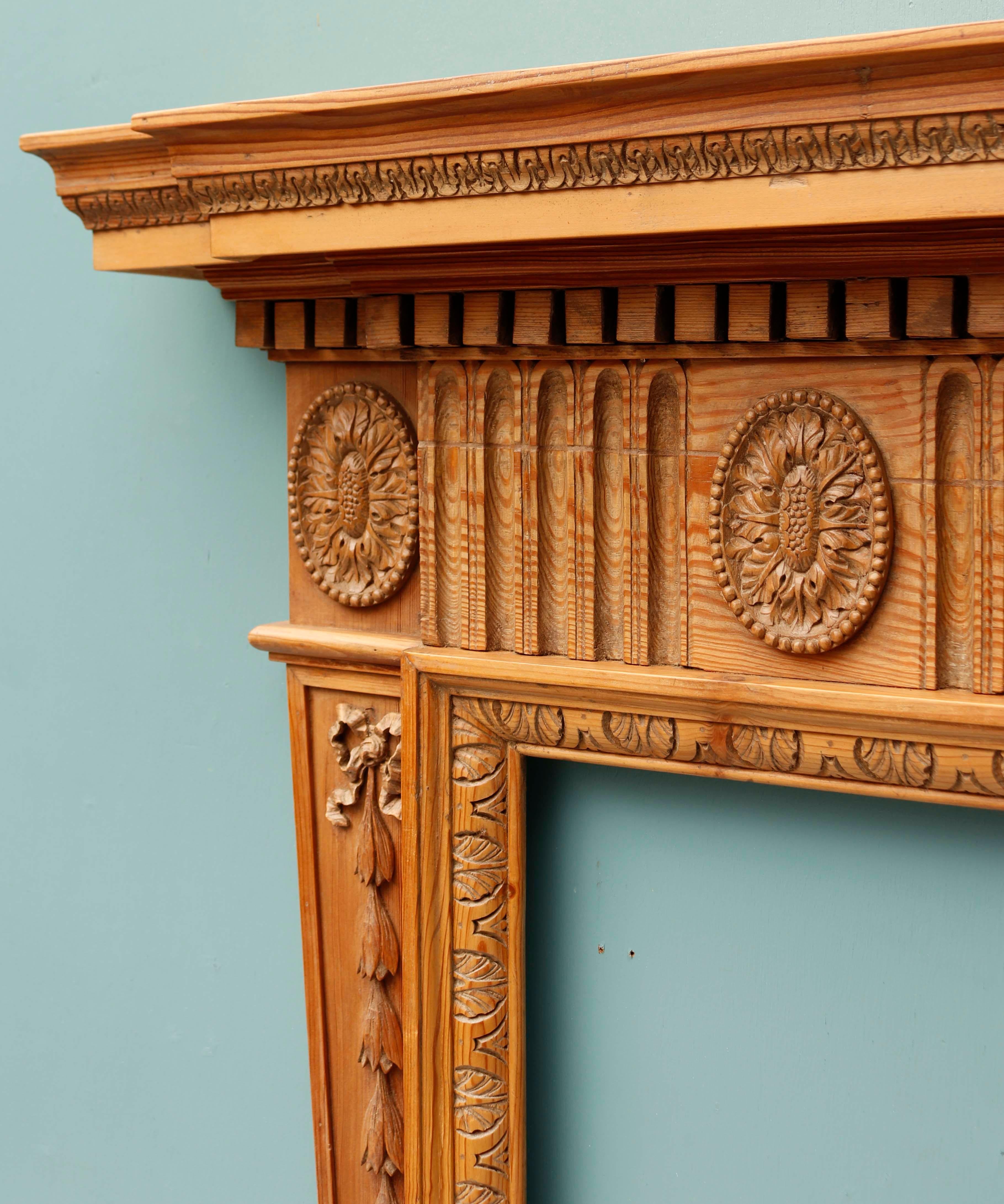 19th Century Antique English Carved Fireplace Surround