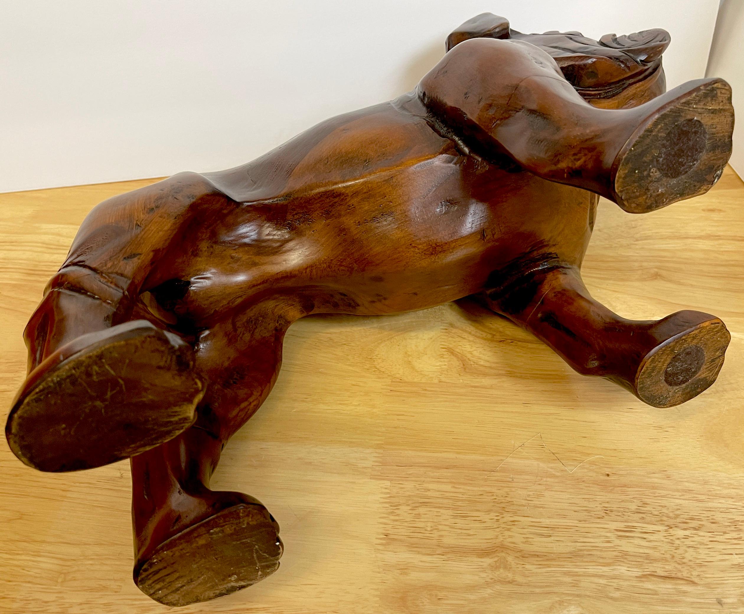 Antique English Carved Hardwood Bull Dog with Cut Steel Collar  For Sale 4