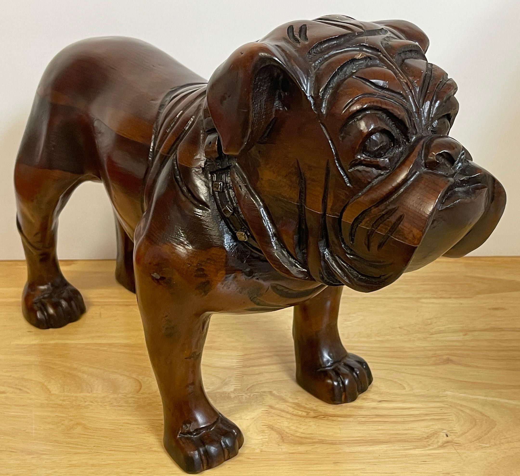 large carved wooden dogs