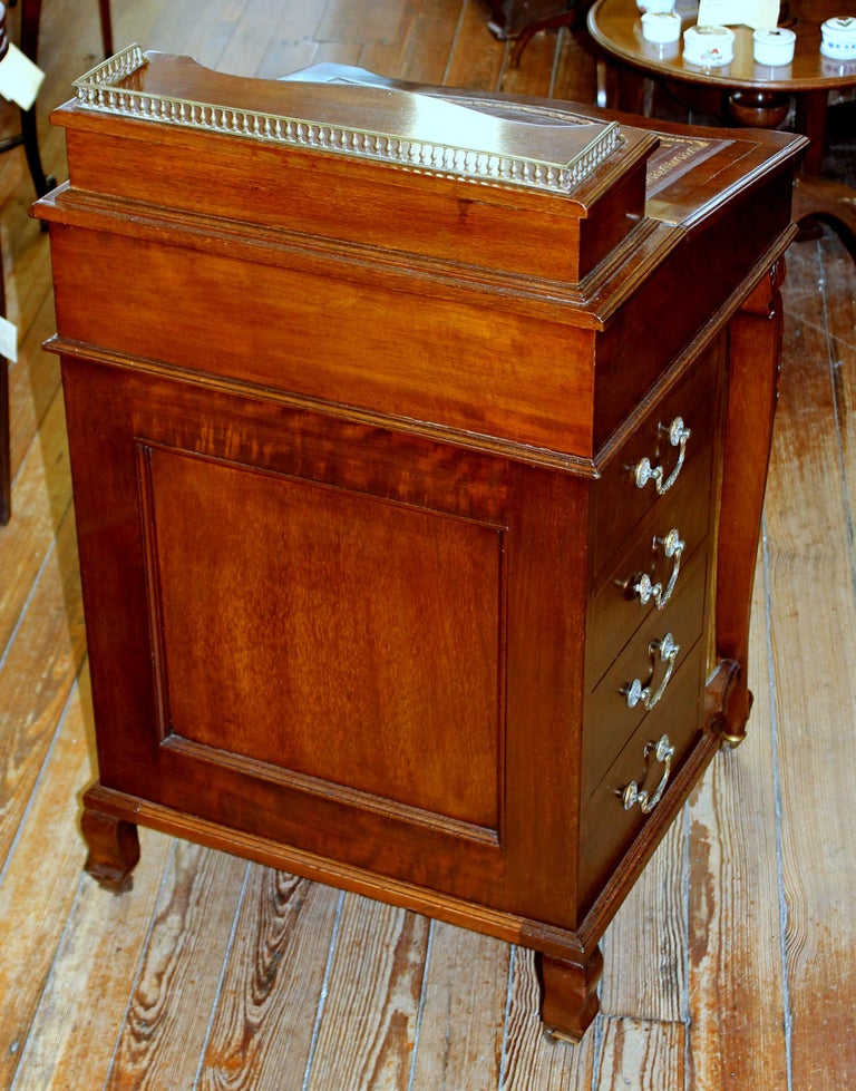 Antique English Carved Mahogany Davenport Ship Captain S Desk