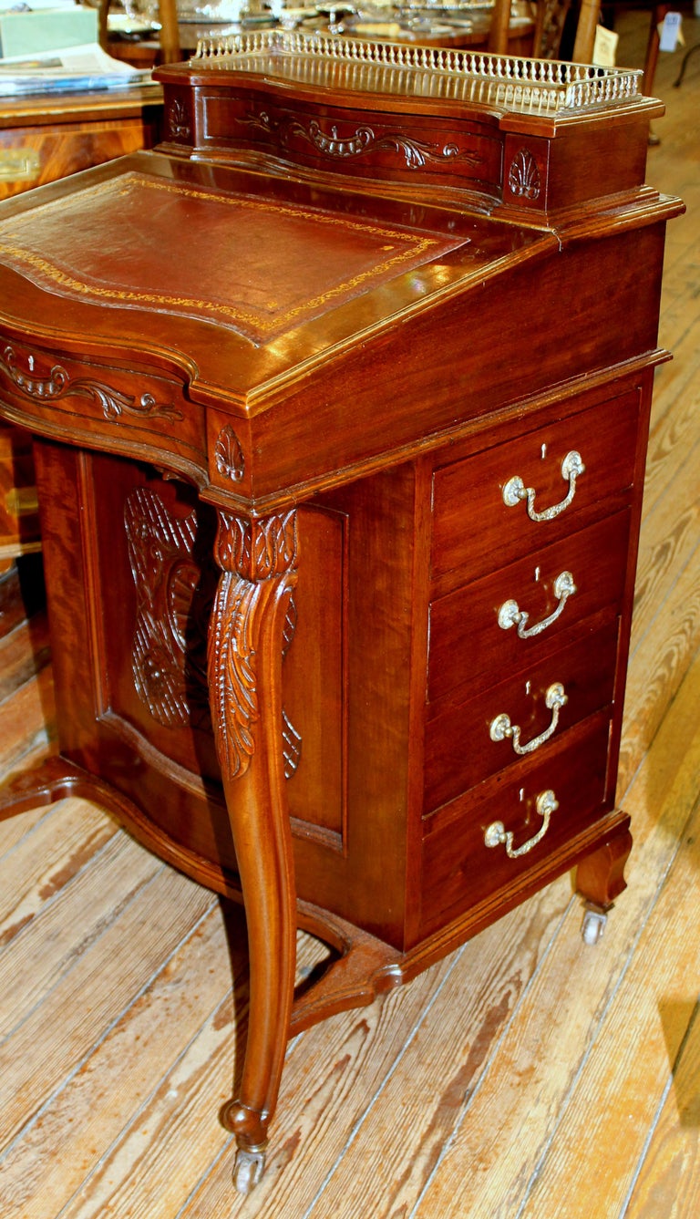 Antique English Carved Mahogany Davenport Ship Captain S Desk