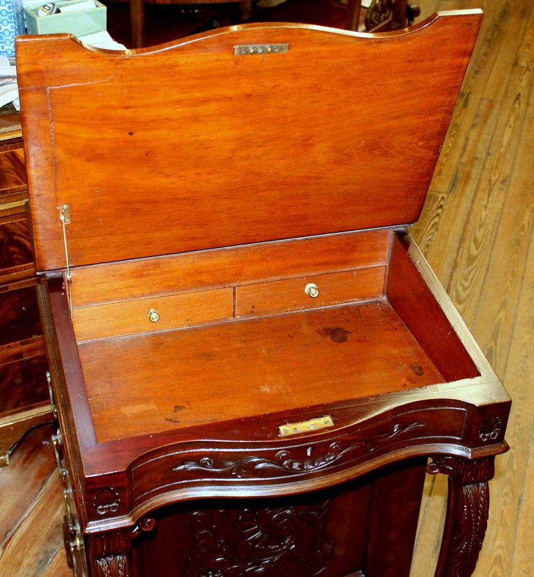 Antique English Carved Mahogany Davenport Ship Captain S Desk
