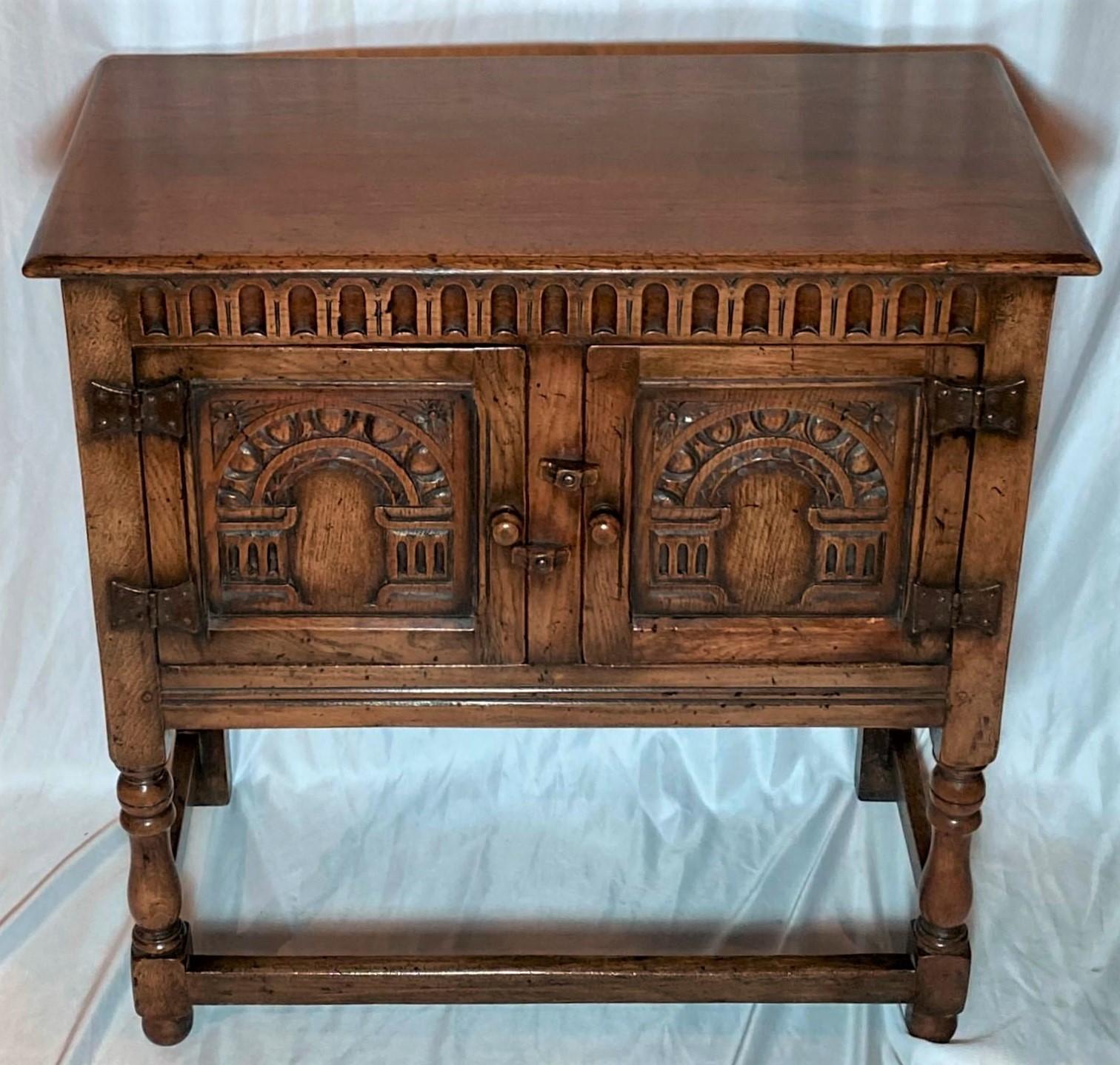 Antique English carved oak cabinet, Circa 1890-1900.