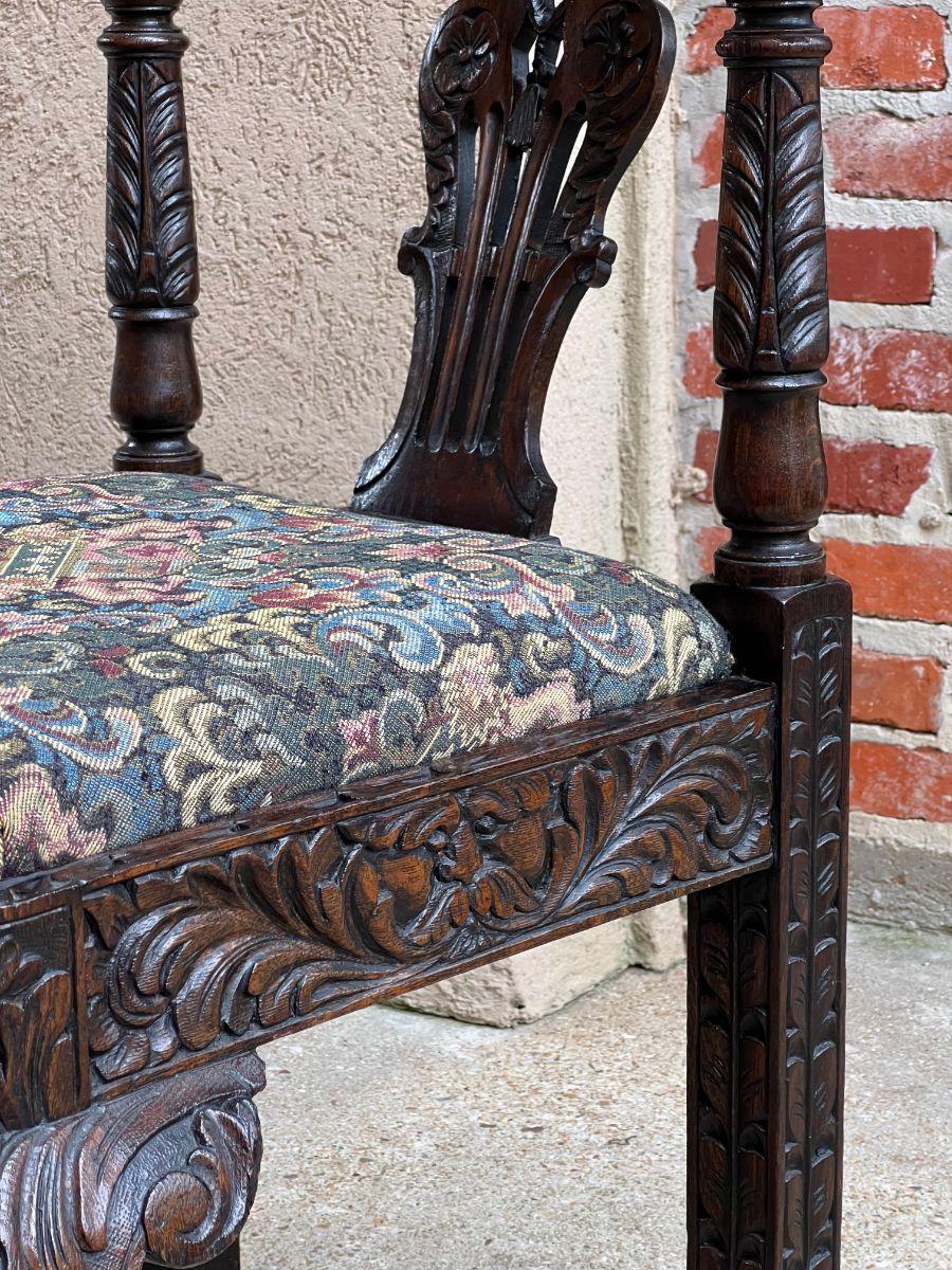 Antique English Carved Oak Corner Chair Renaissance For Sale 10