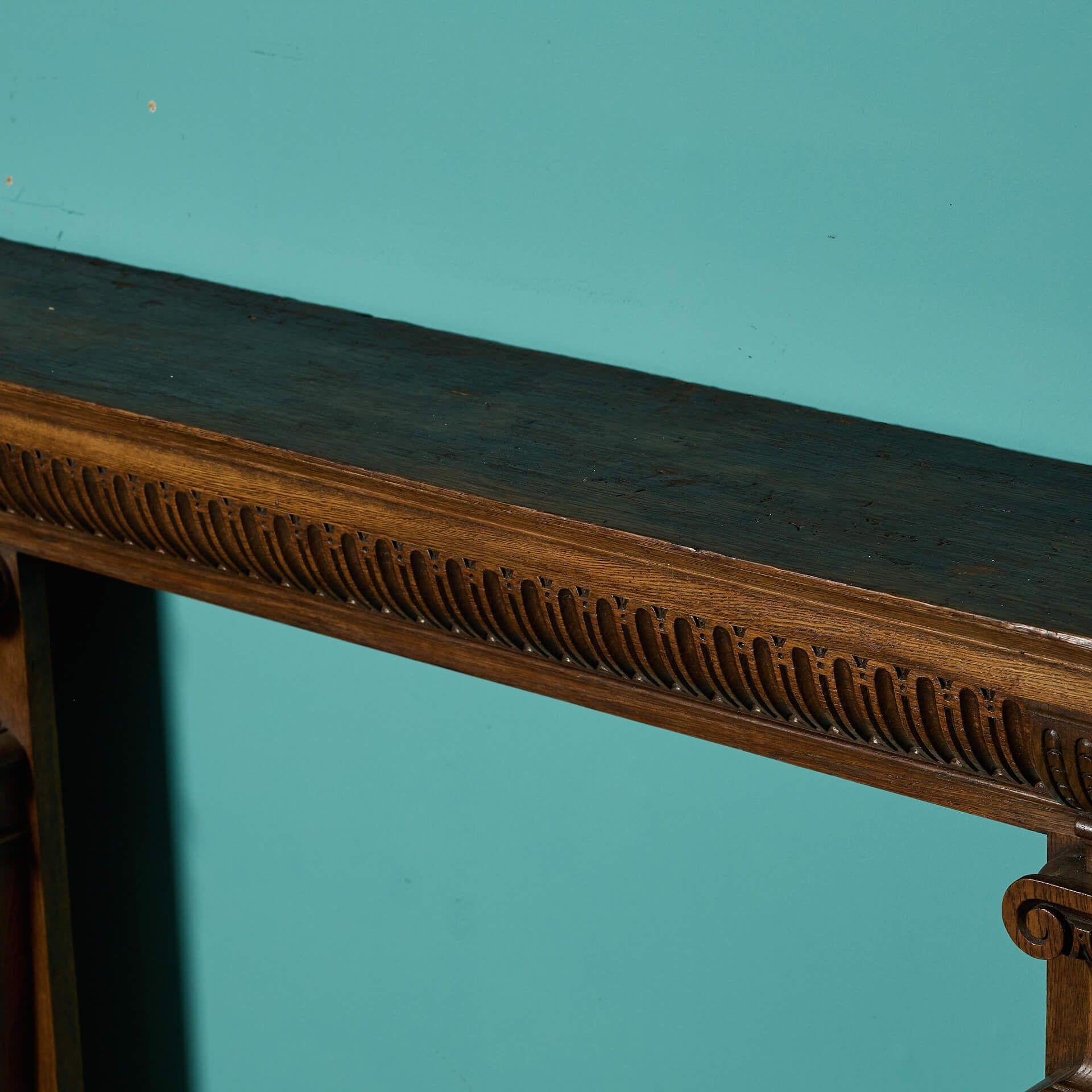 19th Century Antique English Carved Oak Fire Mantel For Sale