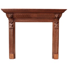 Antique English Carved Oak Fire Surround