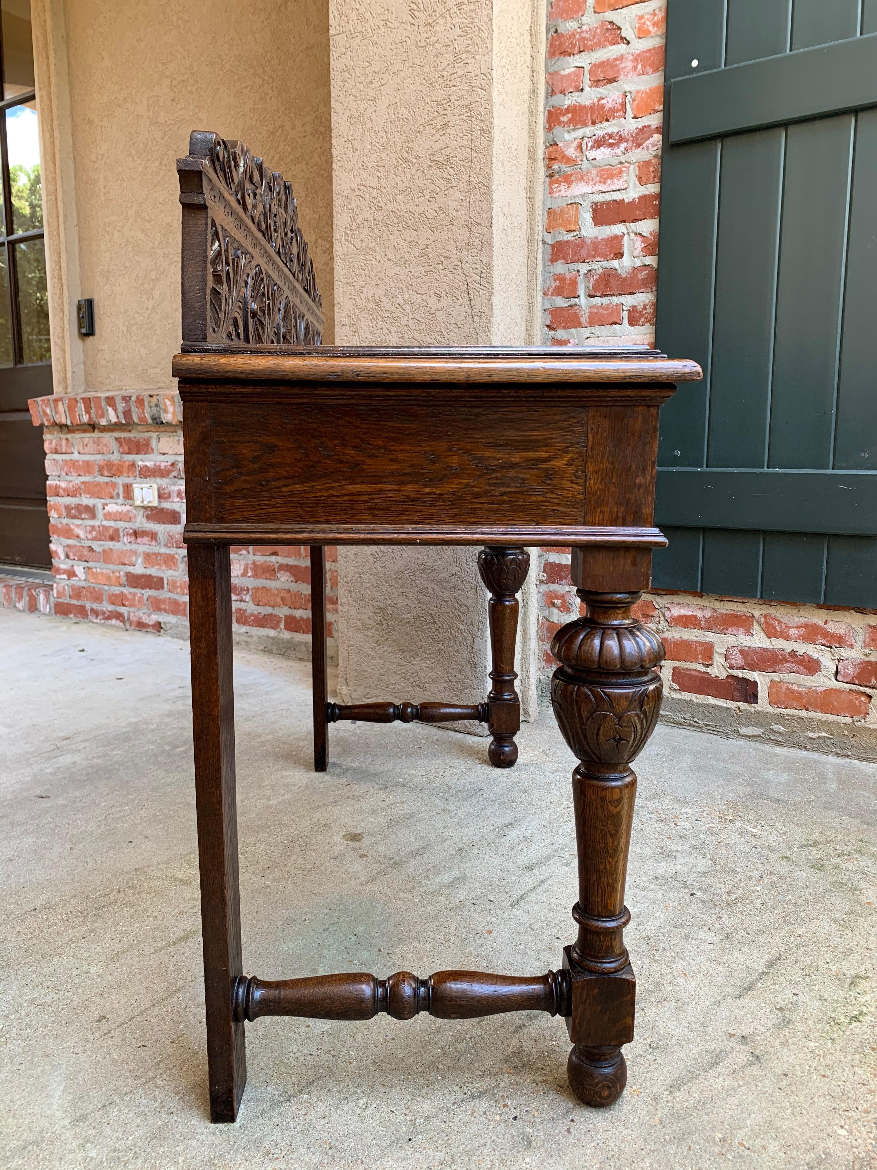 Antique English Carved Oak Hall Sofa Foyer Table Renaissance Style Lion Gothic 8