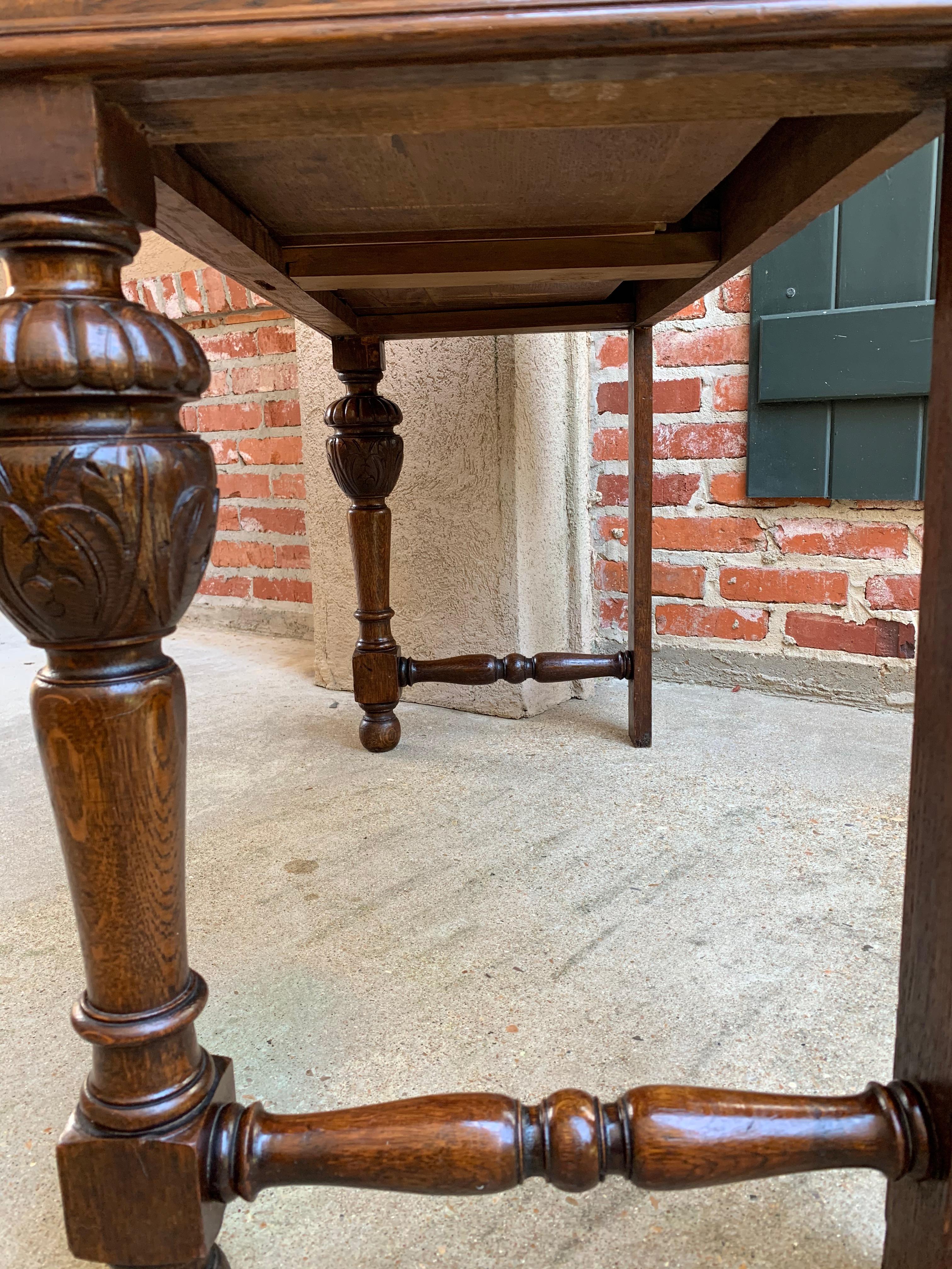 Antique English Carved Oak Hall Sofa Foyer Table Renaissance Style Lion Gothic 11