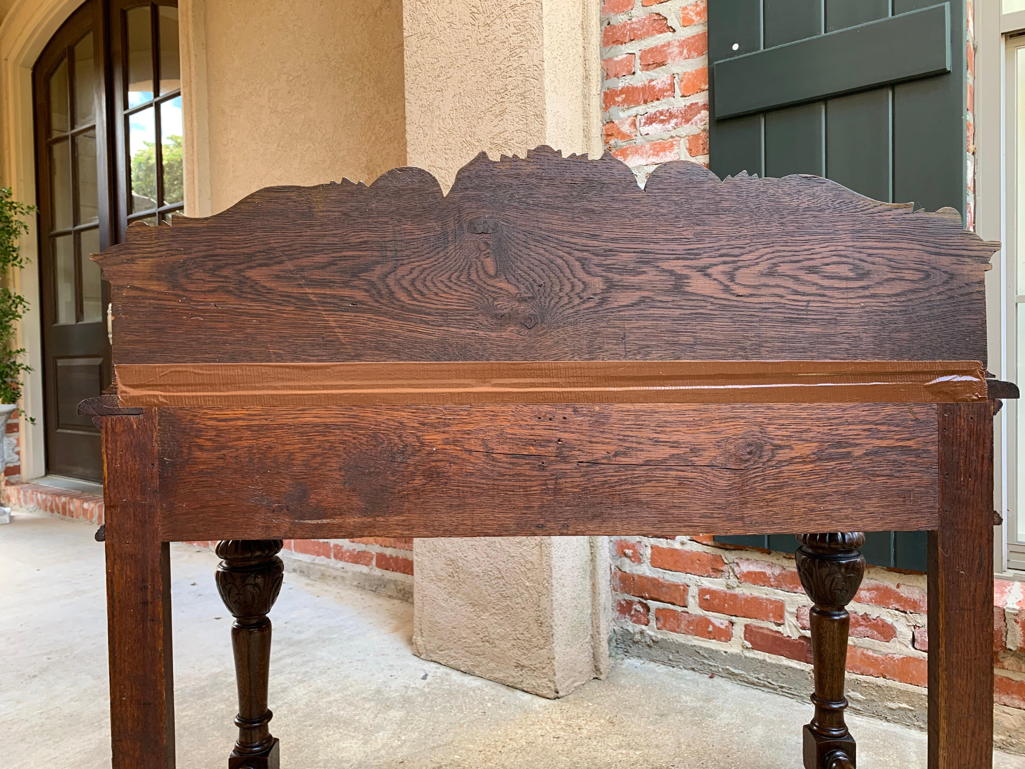 Antique English Carved Oak Hall Sofa Foyer Table Renaissance Style Lion Gothic 12