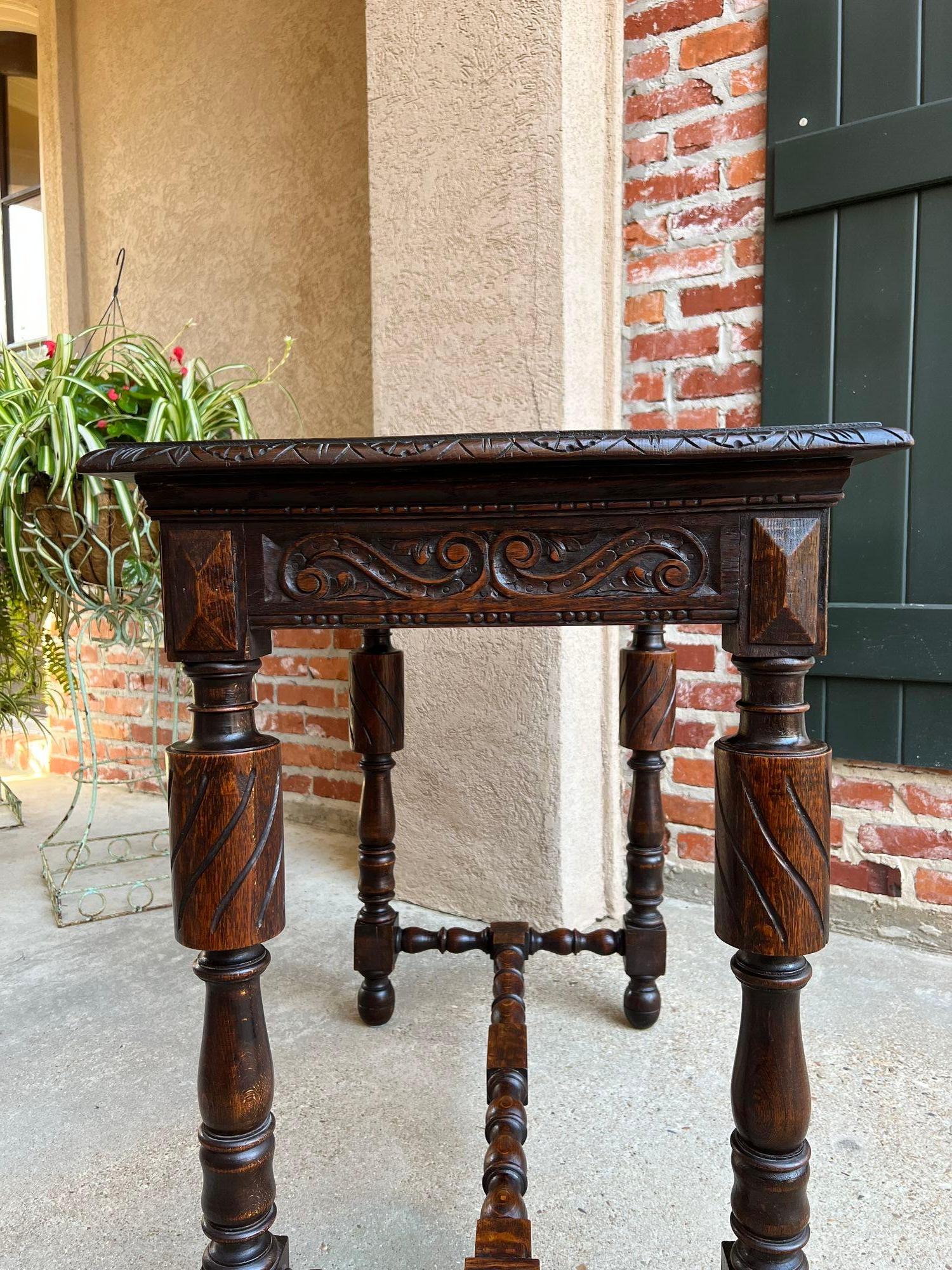 Antique English Carved Oak Hall Sofa Table British Tudor c1900 For Sale 6