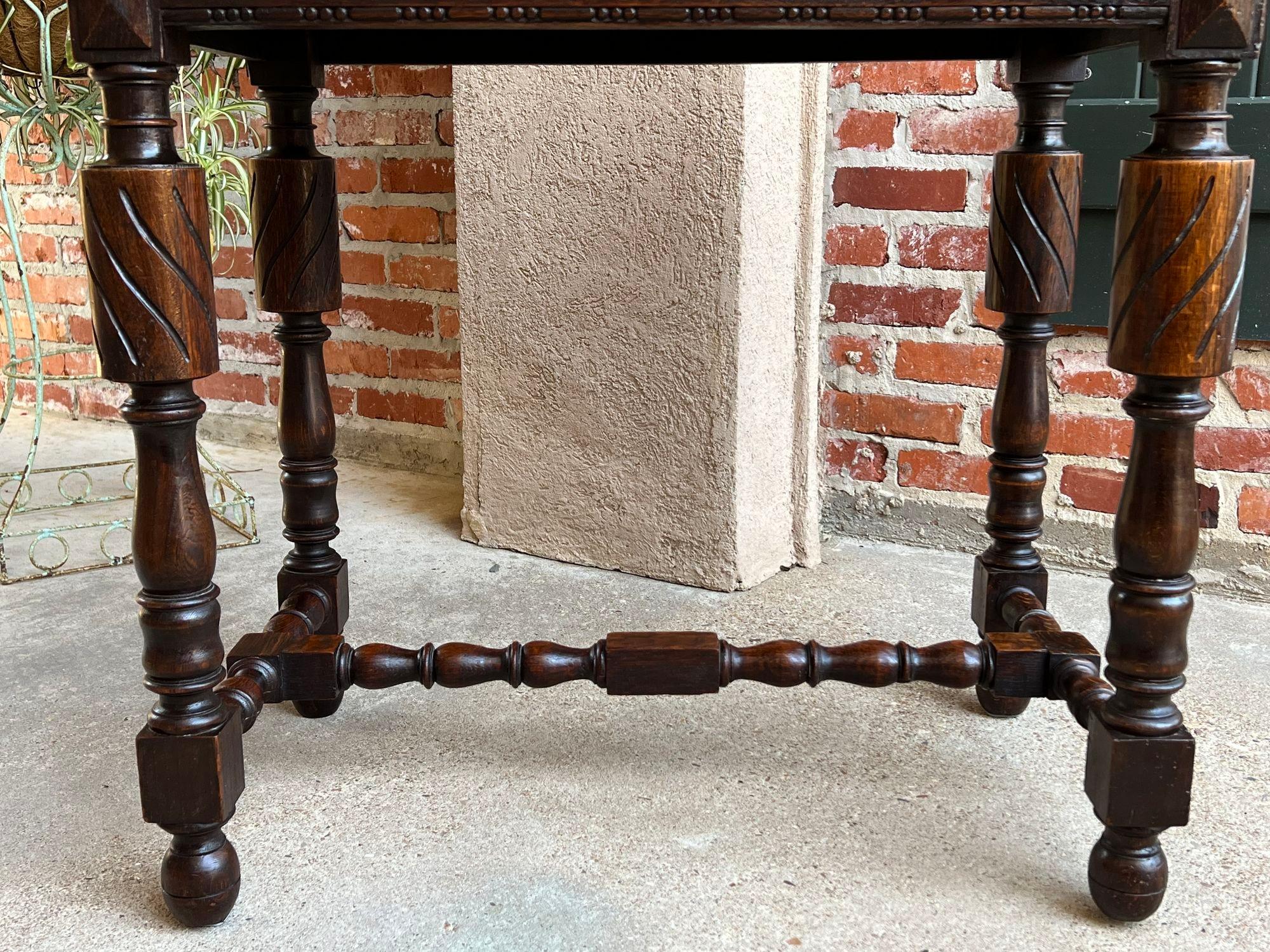 Antique English Carved Oak Hall Sofa Table British Tudor c1900 For Sale 11