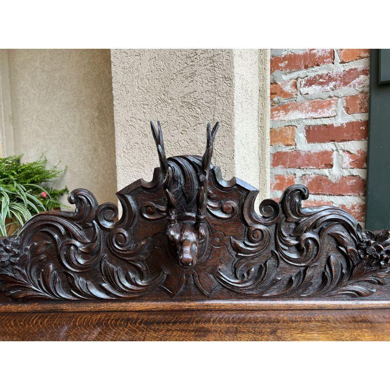 Antique English Carved Oak Hunt Console Hall Table Stag Deer Lion Sofa Table 8