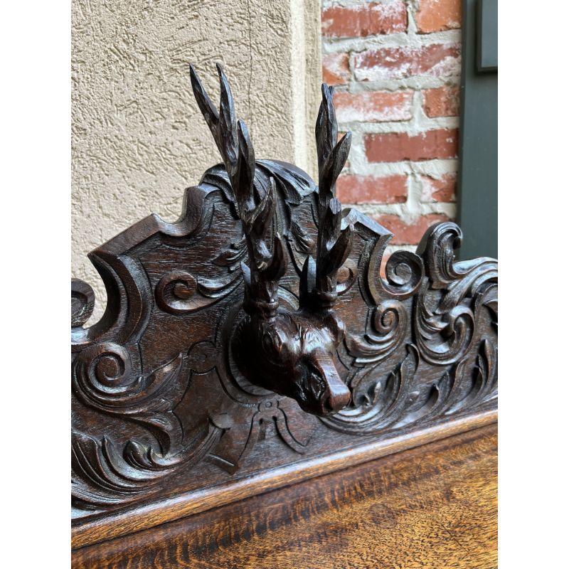 Antique English Carved Oak Hunt Console Hall Table Stag Deer Lion Sofa Table 9
