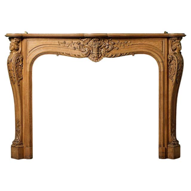 European Rococo Chair French Louis XV Rococo Walnut Mantel with Hand Carved Floral Reliefs C ...