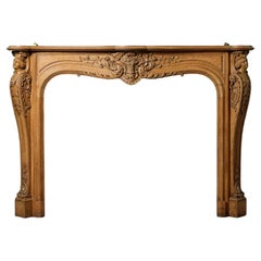 Used English Carved Oak Fire Mantel