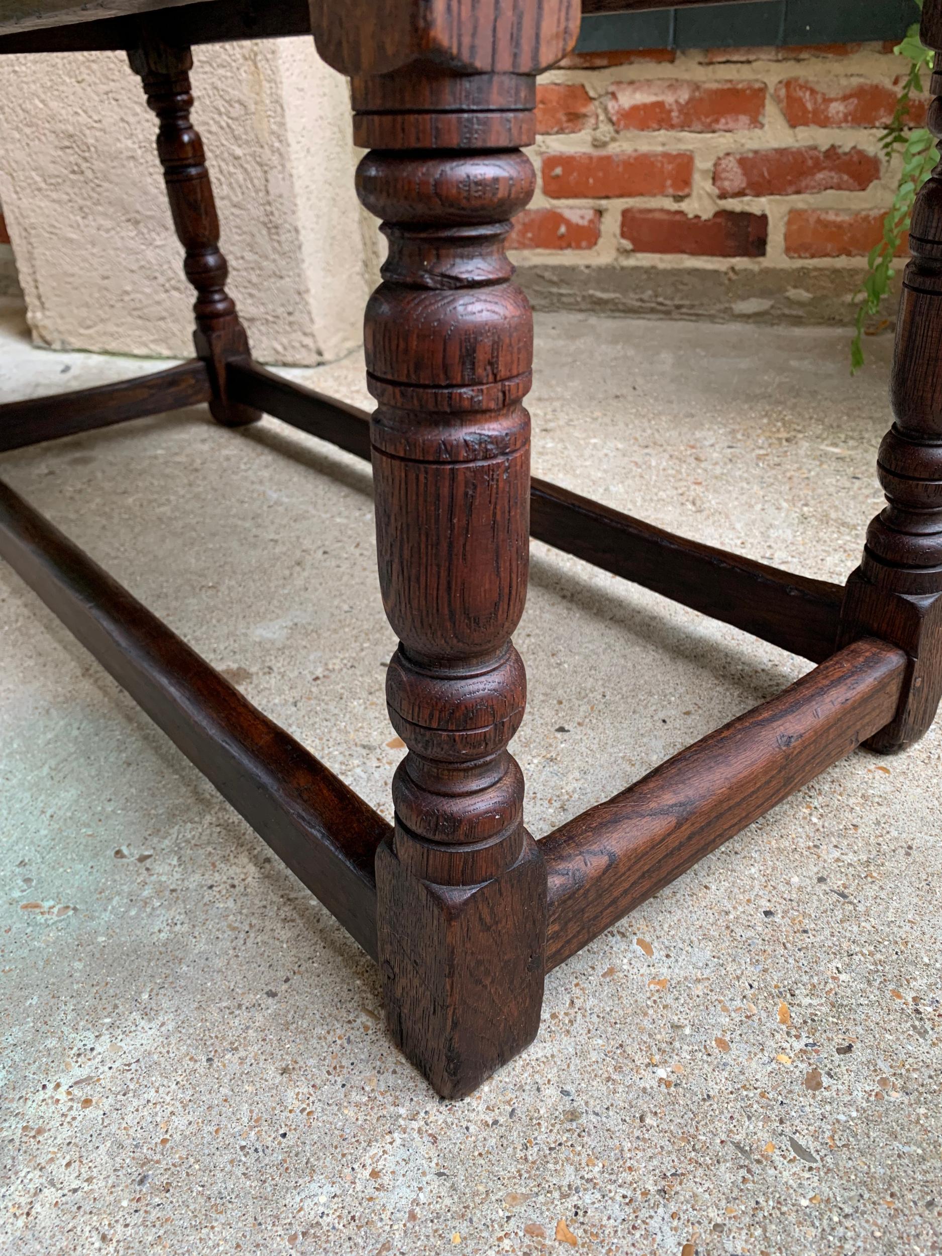 Antique English Carved Oak Pegged Joint Stool Duet Bench Window Seat, c1900 14