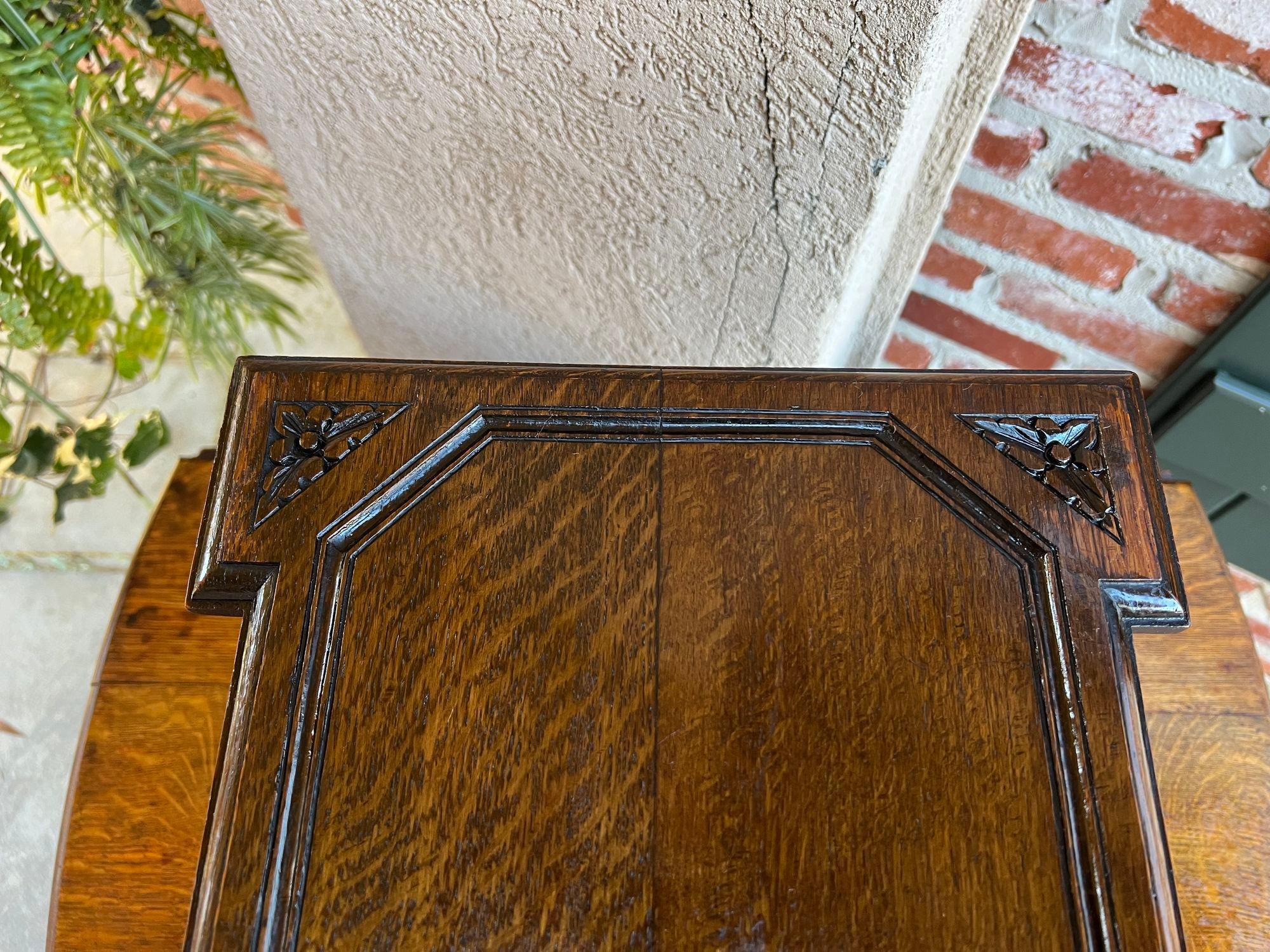 Antique English Carved Oak Stool Bench Barley Twist Display Table Stand 13