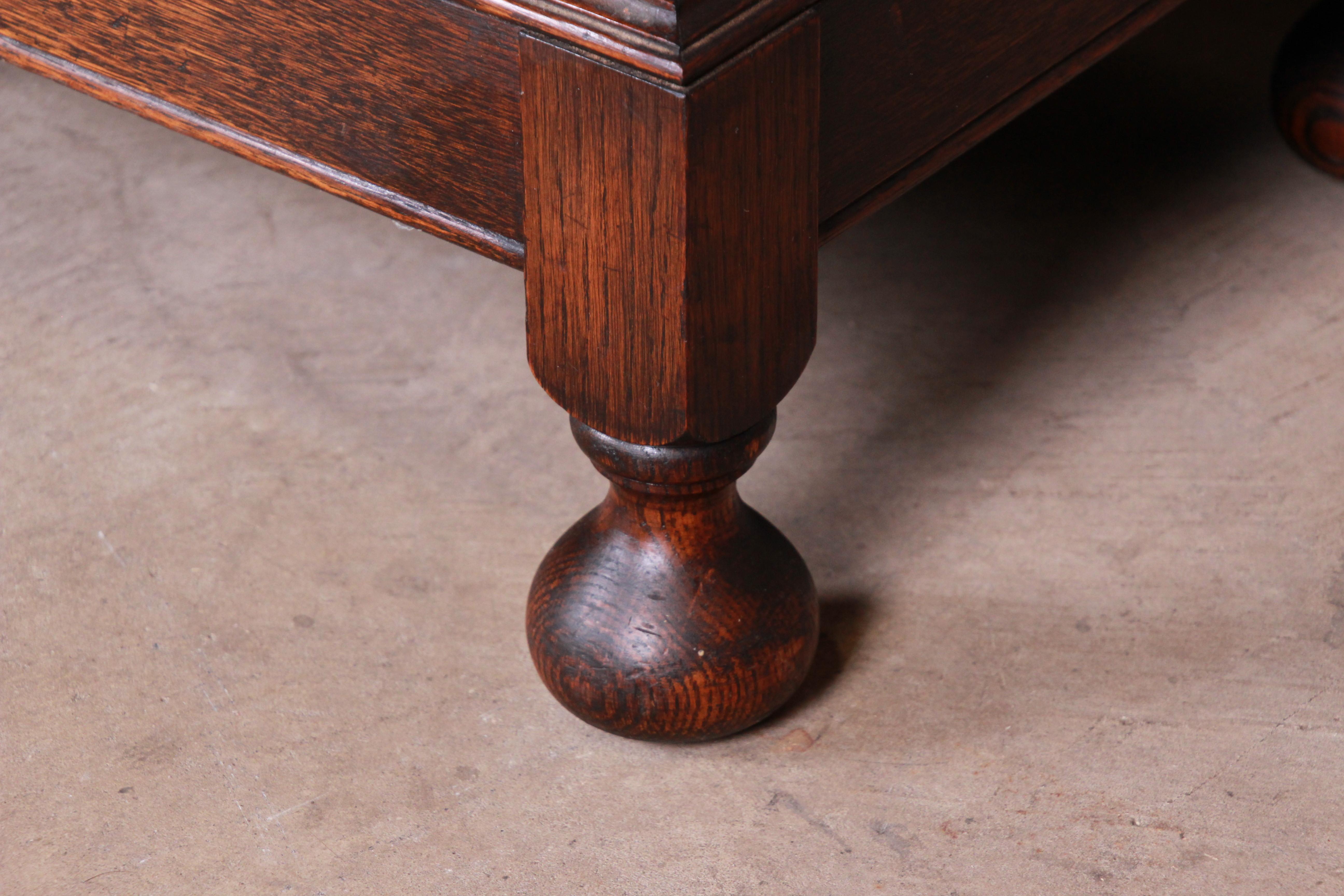 Antique English Carved Oak Triple Bookcase, circa 1900 7