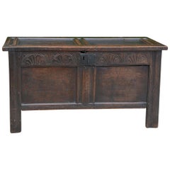 Antique English Carved Oak Two-Panel Blanket Chest