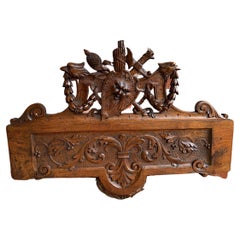 Antique English Carved Oak Wall Hanging Remnant Eagle Coat of Arms 19th C