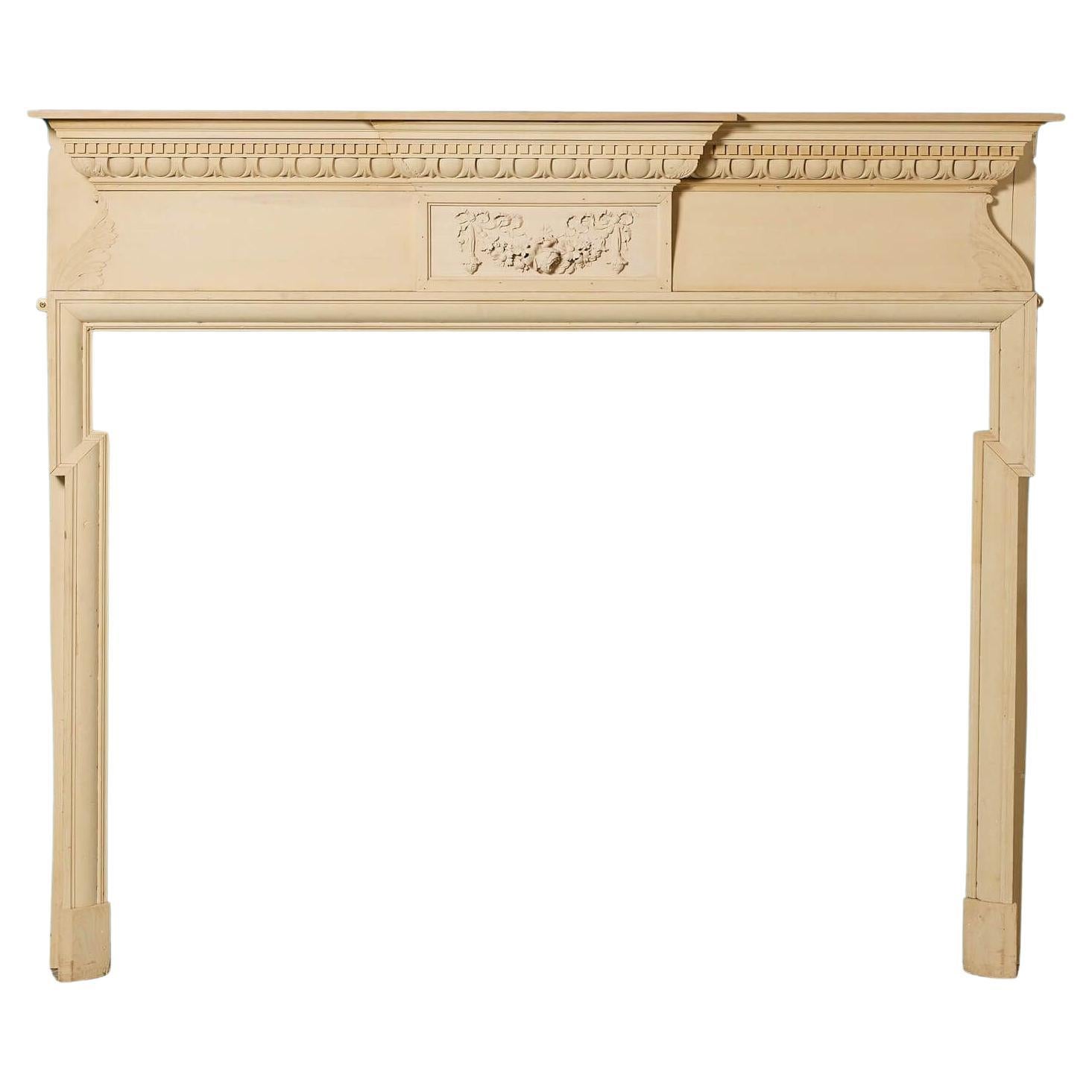 Antique English Carved Pine Fire Mantel