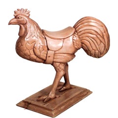Antique English Carved Pine Rooster Sculpture, 20th Century