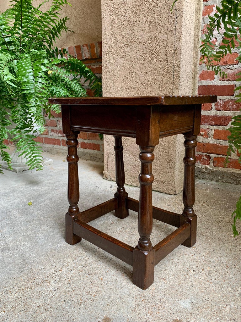 Antique English Carved Tiger Oak Joint Stool Bench Table Splayed Leg ...