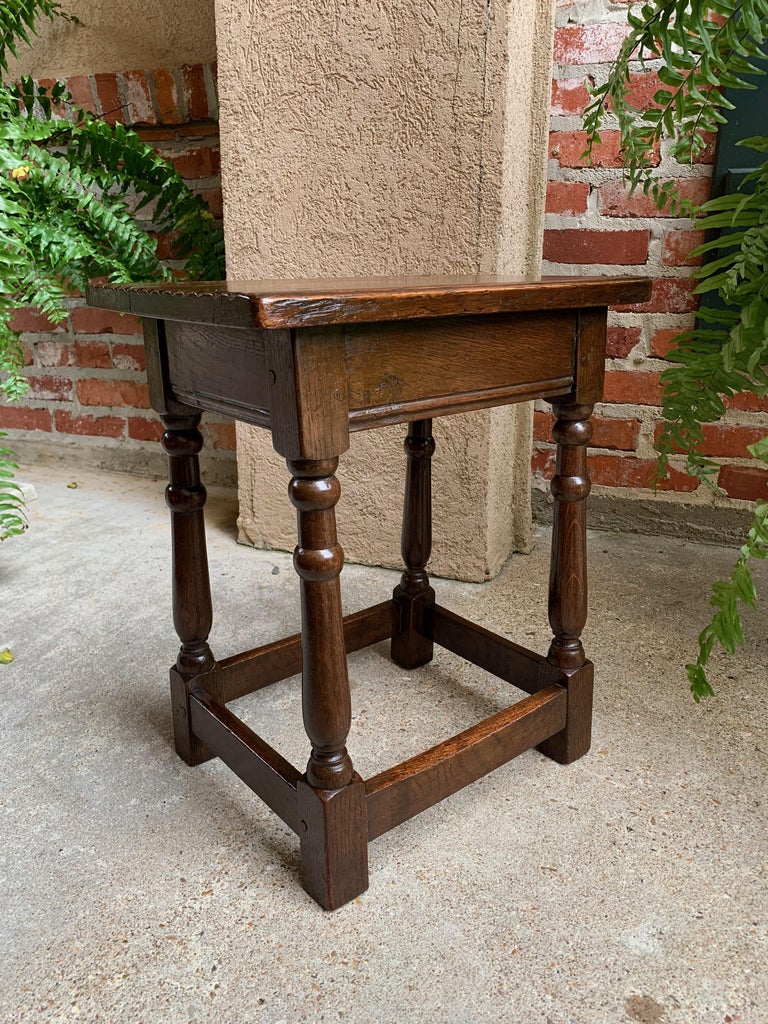 Antique English Carved Tiger Oak Joint Stool Bench Table Splayed Leg ...