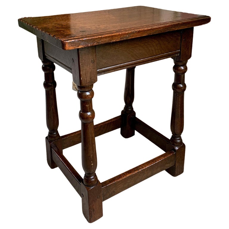 Antique English Carved Tiger Oak Joint Stool Bench Table Splayed Leg ...